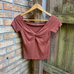 Abercrombie & Fitch Terracotta Ribbed Blouse